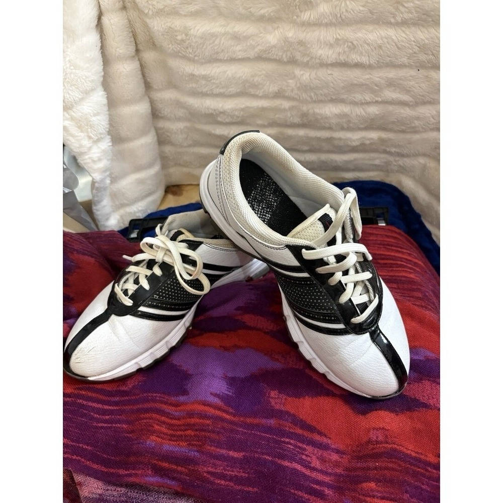 Nike Women Golf Shoes White Black Red Spike Athletic Size 8W Sports Shoe